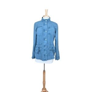 LOFT Blue Tie Waist Utility Jacket XS